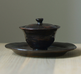 せいかつ Nippon Toki Handmade Covered Teacup Tedzukuri kappu Black (kuro 120ml)