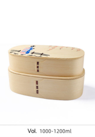 せいかつ Nippon Oval kimono girl Wooden Bento Box double layers 1200ml