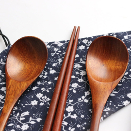 せいかつ Nippon Wire Wrapped Wooden Spoon and Chopsticks Set (Black 22.5cm)