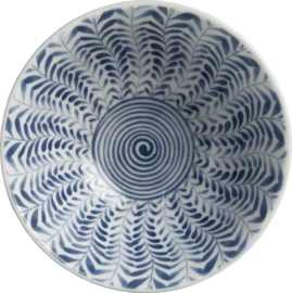 Ribbels Blad patroon Japans blauw  Ø15 cm