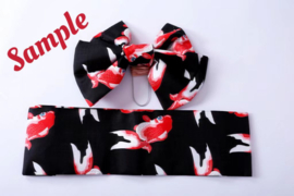 せいかつ Japanese Kimono Belt Black with Crane