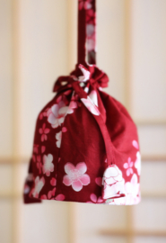 せいかつ Japanese Kimono Handbag Burgundy Sakura