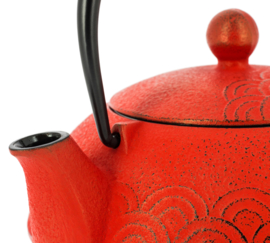 Wave Iwachu Tetsubin Teapot 600 ml Red