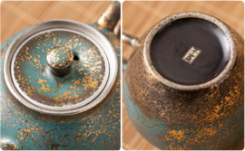 せいかつ Nippon Toki Tipotto Tea Pot (Green with Gold and Silver Wire)