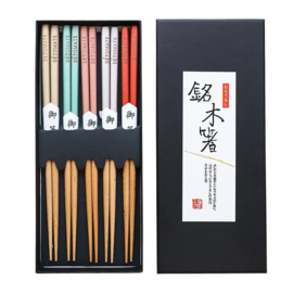 せいかつ Nippon Beechwood Chopsticks (5 pairs with different color -Gift box)