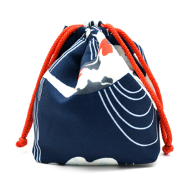 せいかつ Japanese Kimono Kinchaku Handbag Navy Blue