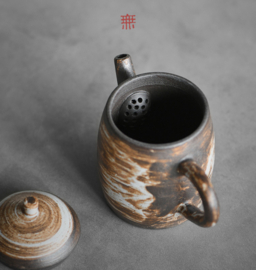 せいかつ Nippon Toki Handmade Tea Pot Tedzukuri Tipotto Ushirode no kyusu White (shiro 10.2*5.2*8.7cm 110ml)