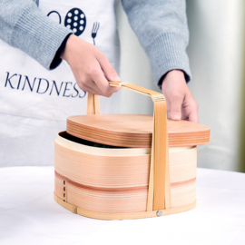 せいかつ New Oriental Carrying Basket Double Layers Bento Box (light color/large) 4000ml