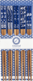 Chopstick set Blue patterns 22.5 cm 5 pr.