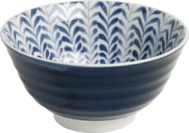 Ribbels Blad patroon Japans blauw  Ø13 cm