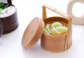せいかつ New Oriental Carrying Basket Double Layers Bento Box (light color/small) 1300ml