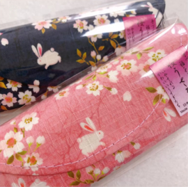 せいかつ Japanese Sakura Rabbit Magnetic Sunglasses Protective Case Dark Blue 16*6*3cm