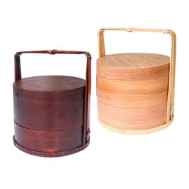 せいかつ New Oriental Carrying Basket Double Layers Bento Box (light color/small) 1300ml