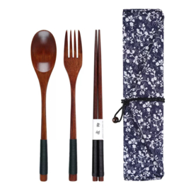 せいかつ Nippon Wire Wrapped Wooden Spoon Fork Set of 3 Black 22.5cm