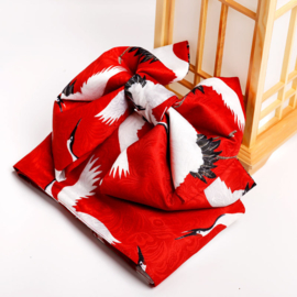 せいかつ Japanese Kimono Belt Red with White Crane
