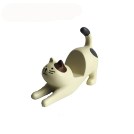 せいかつ Japanese Stretching Cat Cell Phone Holder White 5*8.5*10.5cm