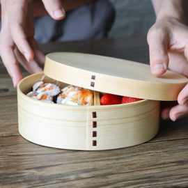 せいかつ Nippon Oval light color Wooden Bento Box single layer 800ml