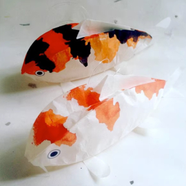 せいかつ Japanese Traditional Handmade Paper Balloon ( Red Koi )