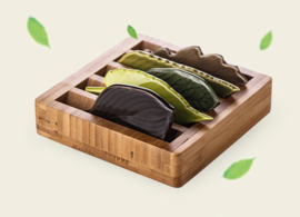 せいかつ Japanese Chopstick Holder Gift Set (5ps leaves with bamboo storage box)