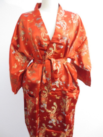 Kimono Lang Dragon/Phoenix Rood