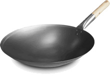 Wokpan single met steel en ronde bodem Ø32,5 cm