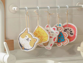 せいかつ Nippon Wood Pulp Cotton Dish Sponge (Lucky Cat)