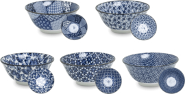 Blue Bowl pattern flower leaves  Mix  Ø15 cm | H7 cm