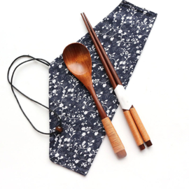 せいかつ Nippon Wire Wrapped Wooden Spoon and Chopsticks Set (Khaki 22.5cm)