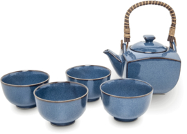 Tea set Japanese blue  Ø8,5 cm | H5,2 cm | 600 mL | 5 pcs D2