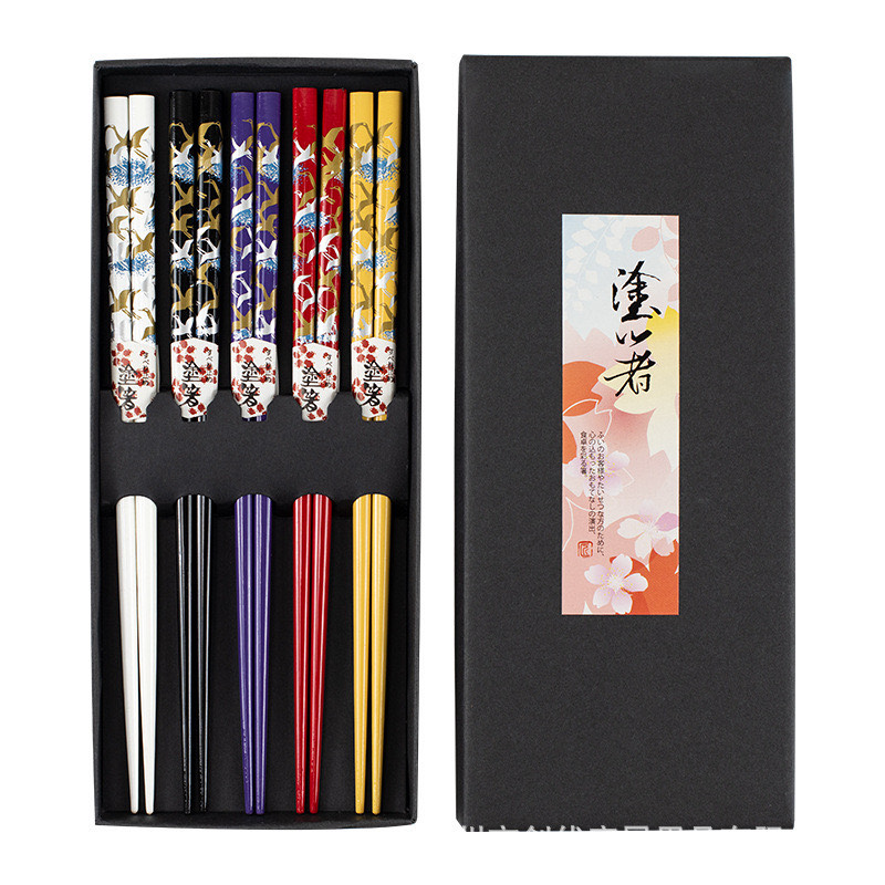 Chopsticks Crane bamboe 5 Pairs