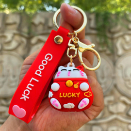 Lucky Cat Keychain/Red