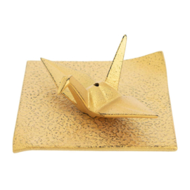 Cast Iron Incense Holder, Iwachu, Orizuru, Golden