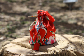 せいかつ Japanese Kimono Handbag Orange Camellia Crane