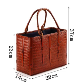 Japanese Bamboo-Knit Handbag Large Red