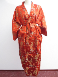 Kimono Lang Dragon/Phoenix Rood