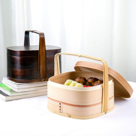 せいかつ New Oriental Carrying Basket Double Layers Bento Box (light color/large) 4000ml