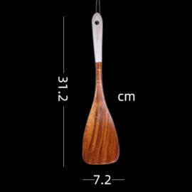せいかつ Teak Beaded Handle Kitchenware Wooden Spatula 31.2*7.2cm
