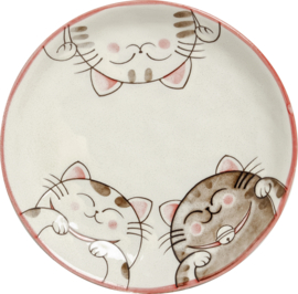 Drie katten bord  rood Ø19 x H2 cm