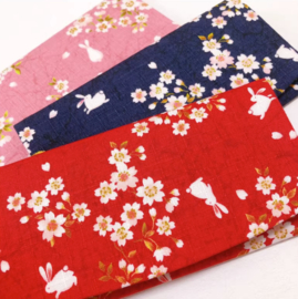 せいかつ Sakura Rabbit Japanese Flip Wallet Red 18*9cm