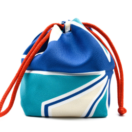 せいかつ  Japanese Kimono Kinchaku Handbag Blue