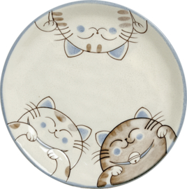 Drie katten bord  blauw 17x15 cm | H4 cm