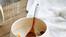 せいかつ Teak Beaded Handle Kitchenware Wooden Soup Spoon 26*7cm