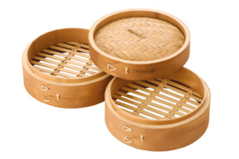 Bamboo steam basket two baskets with lid Ø25 cm