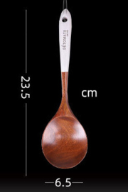 せいかつ Teak Beaded Handle Kitchenware Wooden Seasoning Spoon 23.5*6.5cm