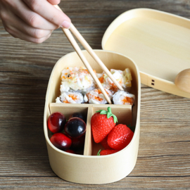 せいかつ Nippon Oval light color Wooden Bento Box single layer 800ml