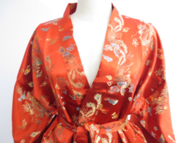 Kimono Lang Dragon/Phoenix Rood