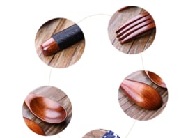 せいかつ Nippon Wire Wrapped Wooden Spoon Fork Set of 2 Black 22.5cm