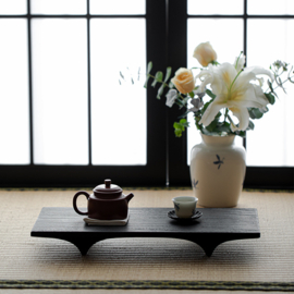 Japanese Wabi-sabi Tea Table / Charcoal Walnut