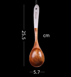 せいかつ Teak Beaded Handle Kitchenware Wooden Oil Spoon 25.5*5.7cm