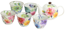 Japanese Hand-Painted 5 Customer Pot Teaware 03903